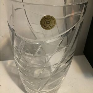 Hand cut crystal vase